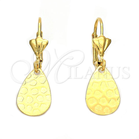 Arete Colgante 5.084.017 Oro Laminado, Diseño de Gota, Diamantado, Tono Dorado