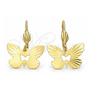 Arete Colgante 5.104.011 Oro Laminado, Diseño de Mariposa, Diamantado, Tono Dorado