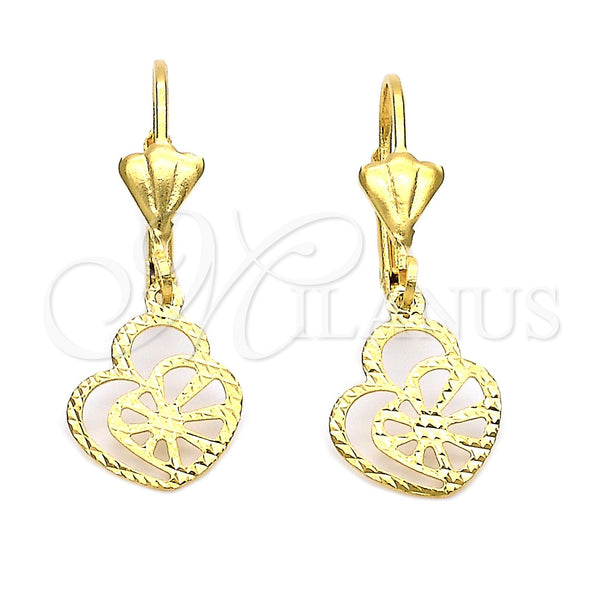 Arete Colgante 5.084.016 Oro Laminado, Diseño de Corazón, Diamantado, Tono Dorado