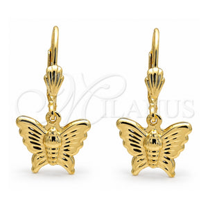 Arete Colgante 5.123.030 Oro Laminado, Diseño de Mariposa, Diamantado, Tono Dorado
