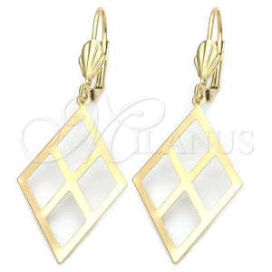 Arete Colgante 5.088.012 Oro Laminado, Diseño de File, Pulido, Tono Dorado