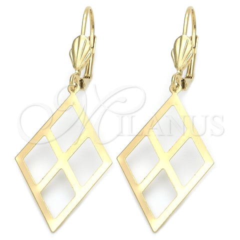 Arete Colgante 5.088.012 Oro Laminado, Diseño de File, Pulido, Tono Dorado
