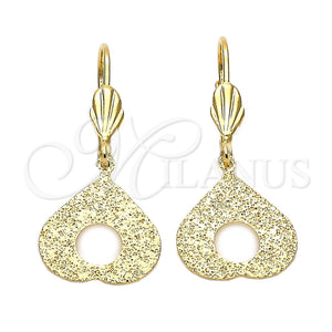 Arete Colgante 5.074.013 Oro Laminado, Diseño de Corazón, Mate, Tono Dorado