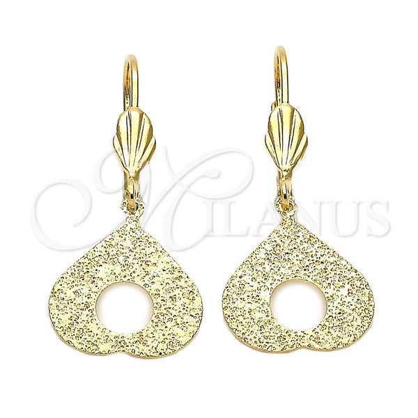 Arete Colgante 5.074.013 Oro Laminado, Diseño de Corazón, Mate, Tono Dorado