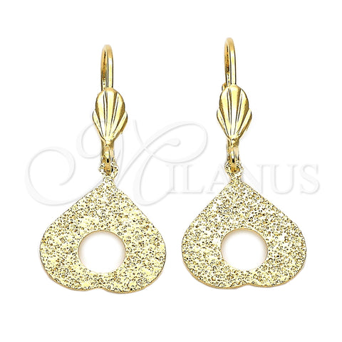 Arete Colgante 5.074.013 Oro Laminado, Diseño de Corazón, Mate, Tono Dorado