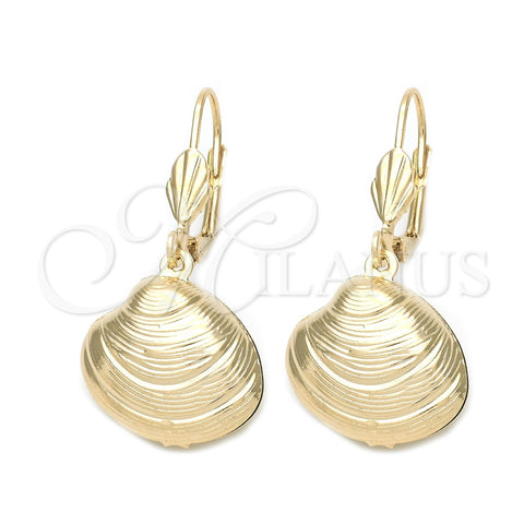 Arete Colgante 5.068.019 Oro Laminado, Diseño de Concha, Pulido, Tono Dorado