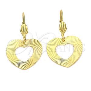 Arete Colgante 5.111.007 Oro Laminado, Diseño de Corazón, Diamantado, Tono Dorado