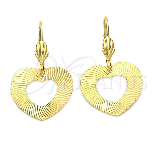 Arete Colgante 5.111.007 Oro Laminado, Diseño de Corazón, Diamantado, Tono Dorado