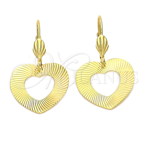 Arete Colgante 5.111.007 Oro Laminado, Diseño de Corazón, Diamantado, Tono Dorado