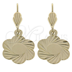Arete Colgante 5.098.015 Oro Laminado, Diseño de Flor, Diamantado, Tono Dorado