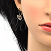 Arete Gancho Frances 5.125.001.1 Oro Laminado, Diseño de Corazón, con Amatista and Blanca Cristal, Pulido, Tono Dorado