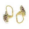 Arete Gancho Frances 5.125.001.1 Oro Laminado, Diseño de Corazón, con Amatista and Blanca Cristal, Pulido, Tono Dorado