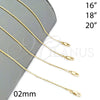 Gargantilla Basica 5.223.030.18 Oro Laminado, Diseño de Long Box, Pulido, Tono Dorado (02 MM Thickness, 18 Inches Length)