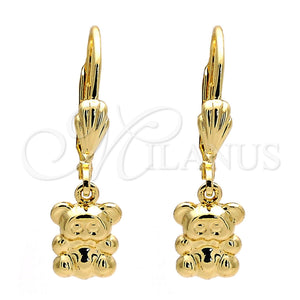 Arete Colgante 5.123.031 Oro Laminado, Diseño de Osito, Diamantado, Tono Dorado