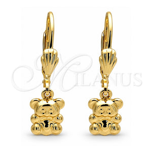 Arete Colgante 5.123.031 Oro Laminado, Diseño de Osito, Diamantado, Tono Dorado