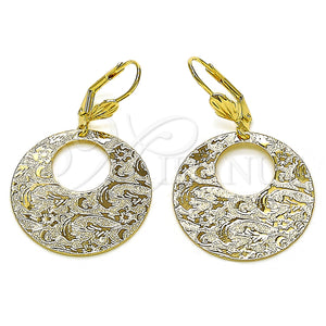 Arete Colgante 5.086.007 Oro Laminado, Diseño de Flor, Pulido, Tono Dorado