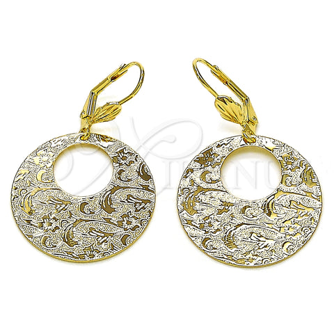Arete Colgante 5.086.007 Oro Laminado, Diseño de Flor, Pulido, Tono Dorado