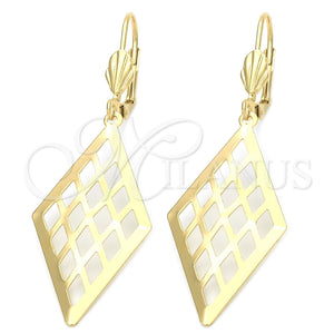 Arete Colgante 5.100.010 Oro Laminado, Diseño de File, Pulido, Tono Dorado