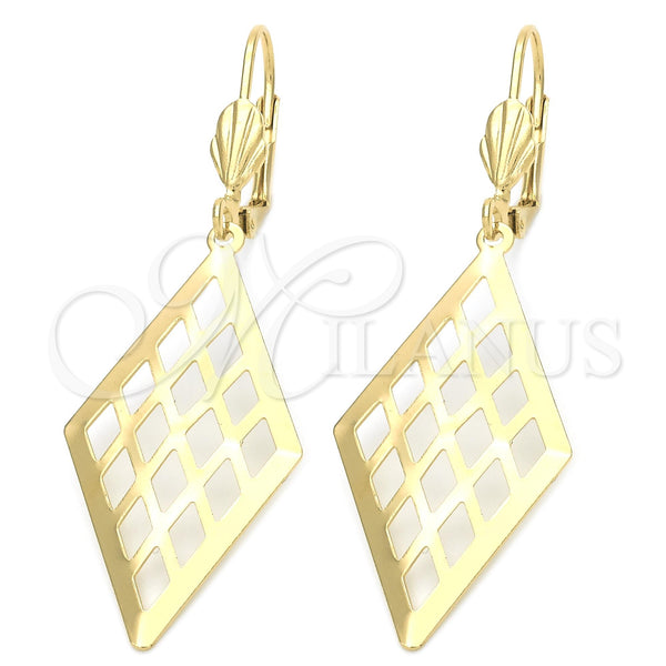 Arete Colgante 5.100.010 Oro Laminado, Diseño de File, Pulido, Tono Dorado