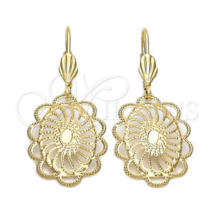 Arete Colgante 5.111.012 Oro Laminado, Diseño de Sol, Diamantado, Tono Dorado