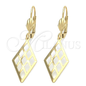 Arete Colgante 5.108.006 Oro Laminado, Diseño de File, Pulido, Tono Dorado