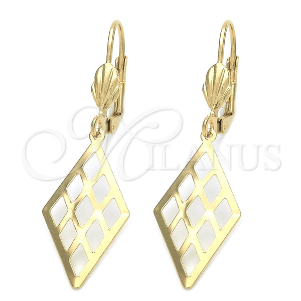 Arete Colgante 5.108.006 Oro Laminado, Diseño de File, Pulido, Tono Dorado