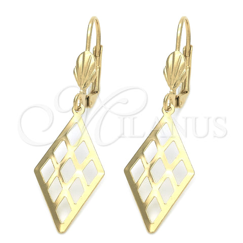 Arete Colgante 5.108.006 Oro Laminado, Diseño de File, Pulido, Tono Dorado