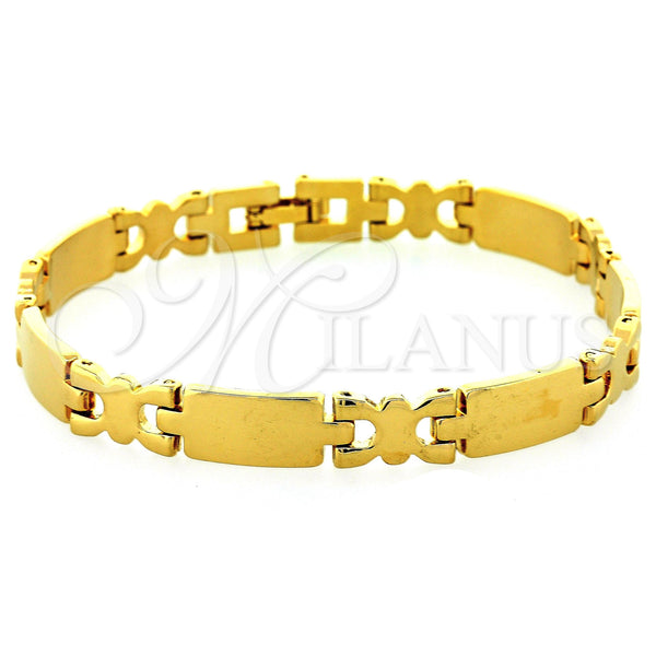 Pulsera Solida 03.63.0525 Oro Laminado, Pulido, Tono Dorado (08 MM Thickness, 8 Inches Length)