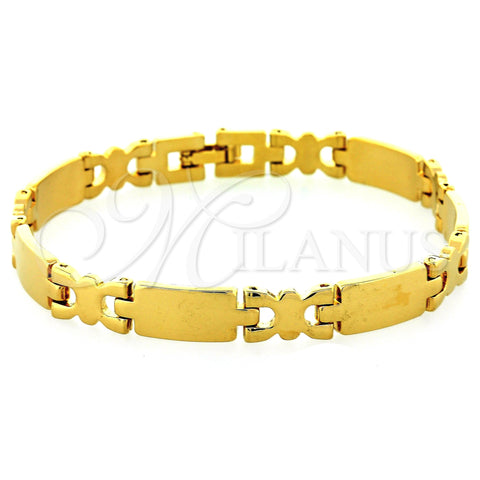 Pulsera Solida 03.63.0525 Oro Laminado, Pulido, Tono Dorado (08 MM Thickness, 8 Inches Length)