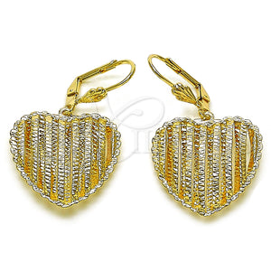 Arete Colgante 5.081.011 Oro Laminado, Diseño de Corazón, Diamantado, Tono Dorado