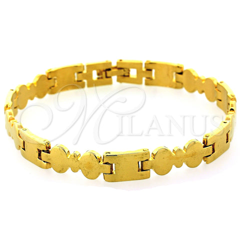Pulsera Solida 03.63.0527 Oro Laminado, Pulido, Tono Dorado (08 MM Thickness, 8 Inches Length)