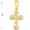 Dije Religioso 5.192.028 Oro Laminado, Diseño de Crucifijo, Pulido, Tono Dorado