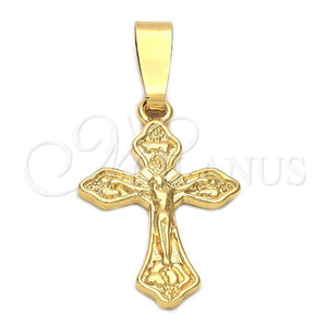 Dije Religioso 5.192.028 Oro Laminado, Diseño de Crucifijo, Pulido, Tono Dorado