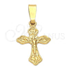 Dije Religioso 5.192.028 Oro Laminado, Diseño de Crucifijo, Pulido, Tono Dorado