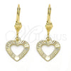 Arete Colgante 5.082.008 Oro Laminado, Diseño de Corazón, Pulido, Tono Dorado