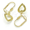 Arete Colgante 5.082.008 Oro Laminado, Diseño de Corazón, Pulido, Tono Dorado