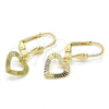 Arete Colgante 5.082.008 Oro Laminado, Diseño de Corazón, Pulido, Tono Dorado