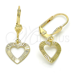 Arete Colgante 5.082.008 Oro Laminado, Diseño de Corazón, Pulido, Tono Dorado