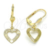 Arete Colgante 5.082.008 Oro Laminado, Diseño de Corazón, Pulido, Tono Dorado