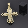 Dije Religioso 5.192.005 Oro Laminado, Diseño de Crucifijo, Diamantado, Tono Dorado