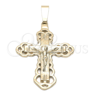 Dije Religioso 5.192.005 Oro Laminado, Diseño de Crucifijo, Diamantado, Tono Dorado