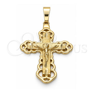 Dije Religioso 5.192.005 Oro Laminado, Diseño de Crucifijo, Diamantado, Tono Dorado