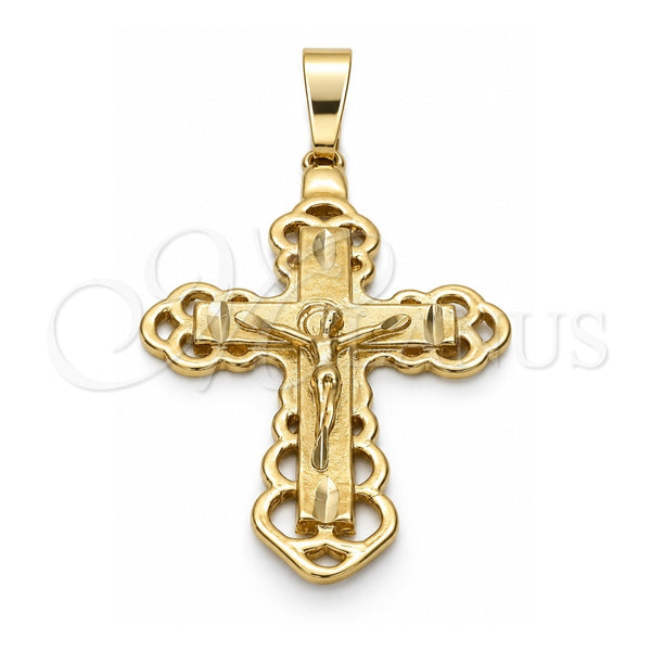 Dije Religioso 5.192.005 Oro Laminado, Diseño de Crucifijo, Diamantado, Tono Dorado