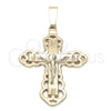 Dije Religioso 5.192.005 Oro Laminado, Diseño de Crucifijo, Diamantado, Tono Dorado