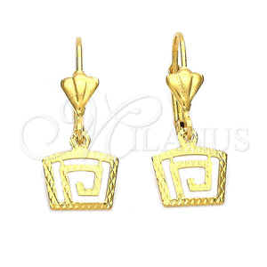 Arete Colgante 5.067.012 Oro Laminado, Diseño de Espiral, Diamantado, Tono Dorado