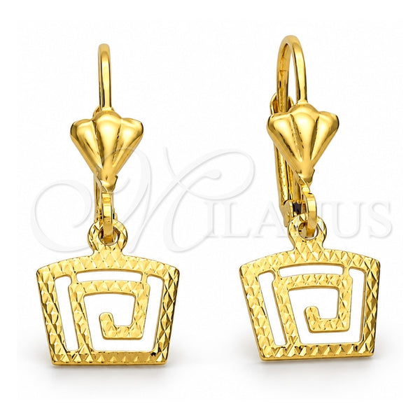 Arete Colgante 5.067.012 Oro Laminado, Diseño de Espiral, Diamantado, Tono Dorado