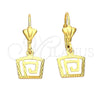 Arete Colgante 5.067.012 Oro Laminado, Diseño de Espiral, Diamantado, Tono Dorado