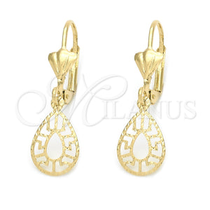 Arete Colgante 5.082.007 Oro Laminado, Diseño de Gota, Pulido, Tono Dorado