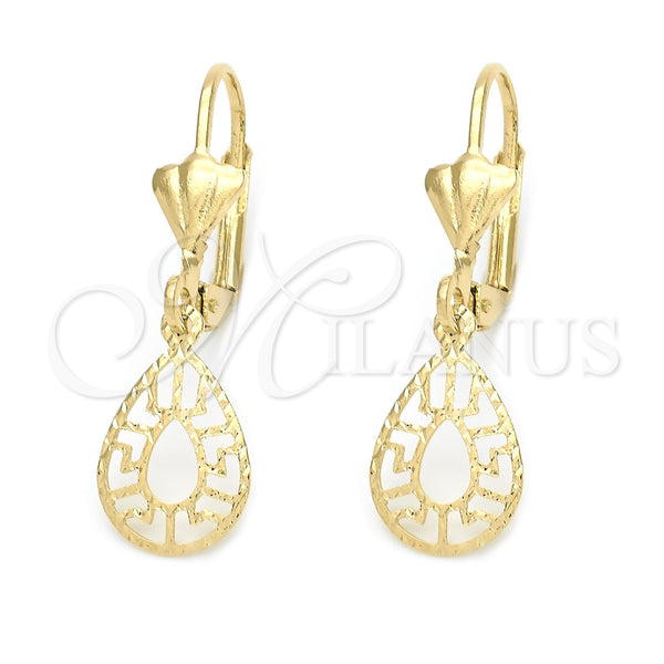 Arete Colgante 5.082.007 Oro Laminado, Diseño de Gota, Pulido, Tono Dorado