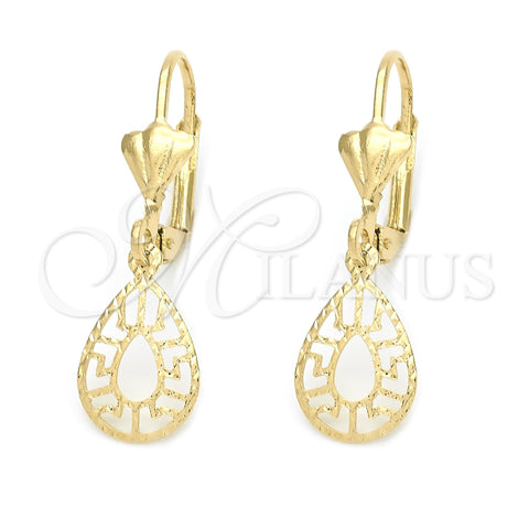 Arete Colgante 5.082.007 Oro Laminado, Diseño de Gota, Pulido, Tono Dorado